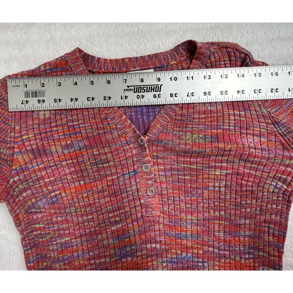 Sundance Womens Multicolor Ribbed V-Neck Henley Sweater Top Medium Long Sleeve - Picture 5 of 8
